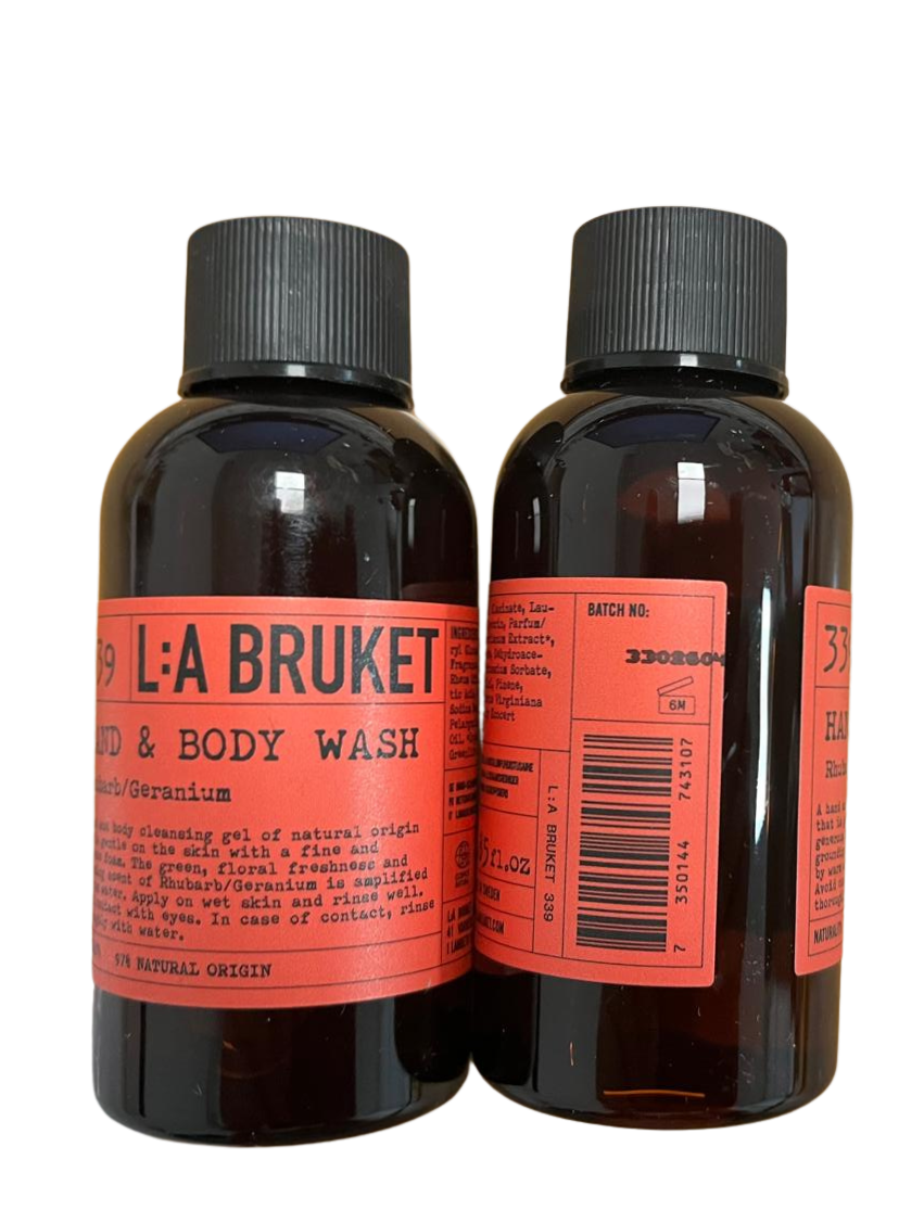 L:A BRUKET No. 339 Hand & Body Wash RHUBARB/GERANIUM 55 ML Reisegröße