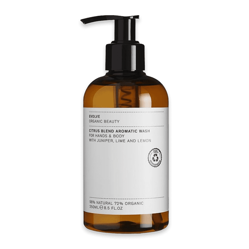 Evolve Organic Beauty Citrus Blend Aromatic Wash für Hände und Körper, 250ml, mit Wacholder, Limette und Zitrone.