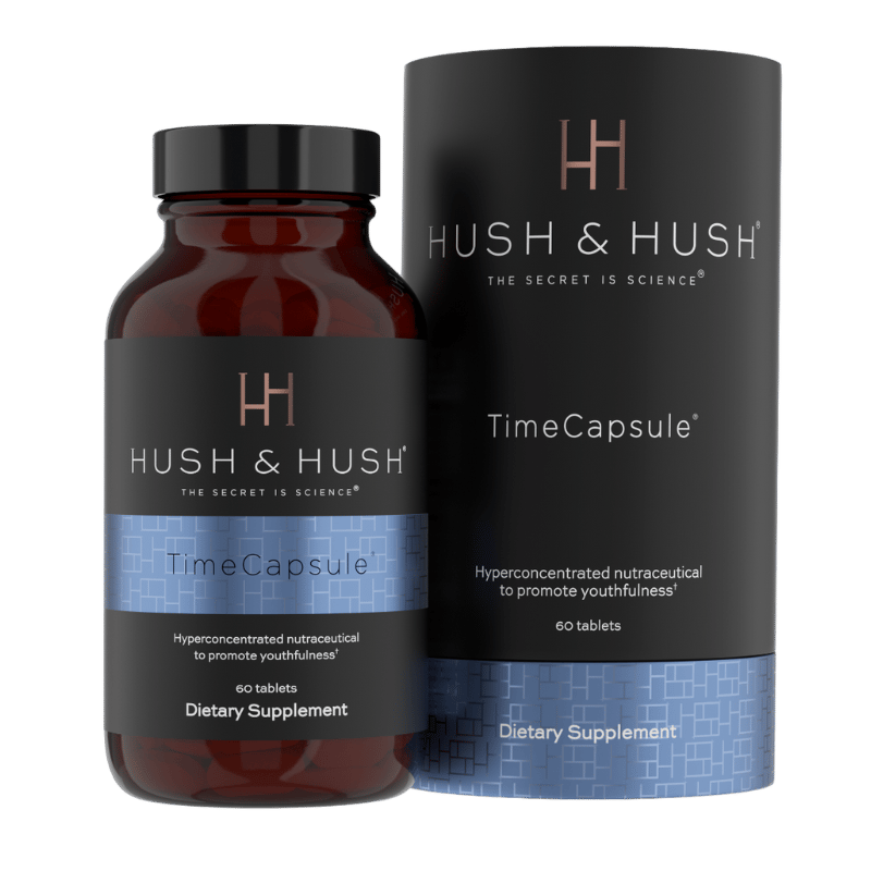 Hush & Hush TimeCapsule Nahrungsergänzungsmittel, 60 Tabletten, zur Förderung der Jugendlichkeit.
