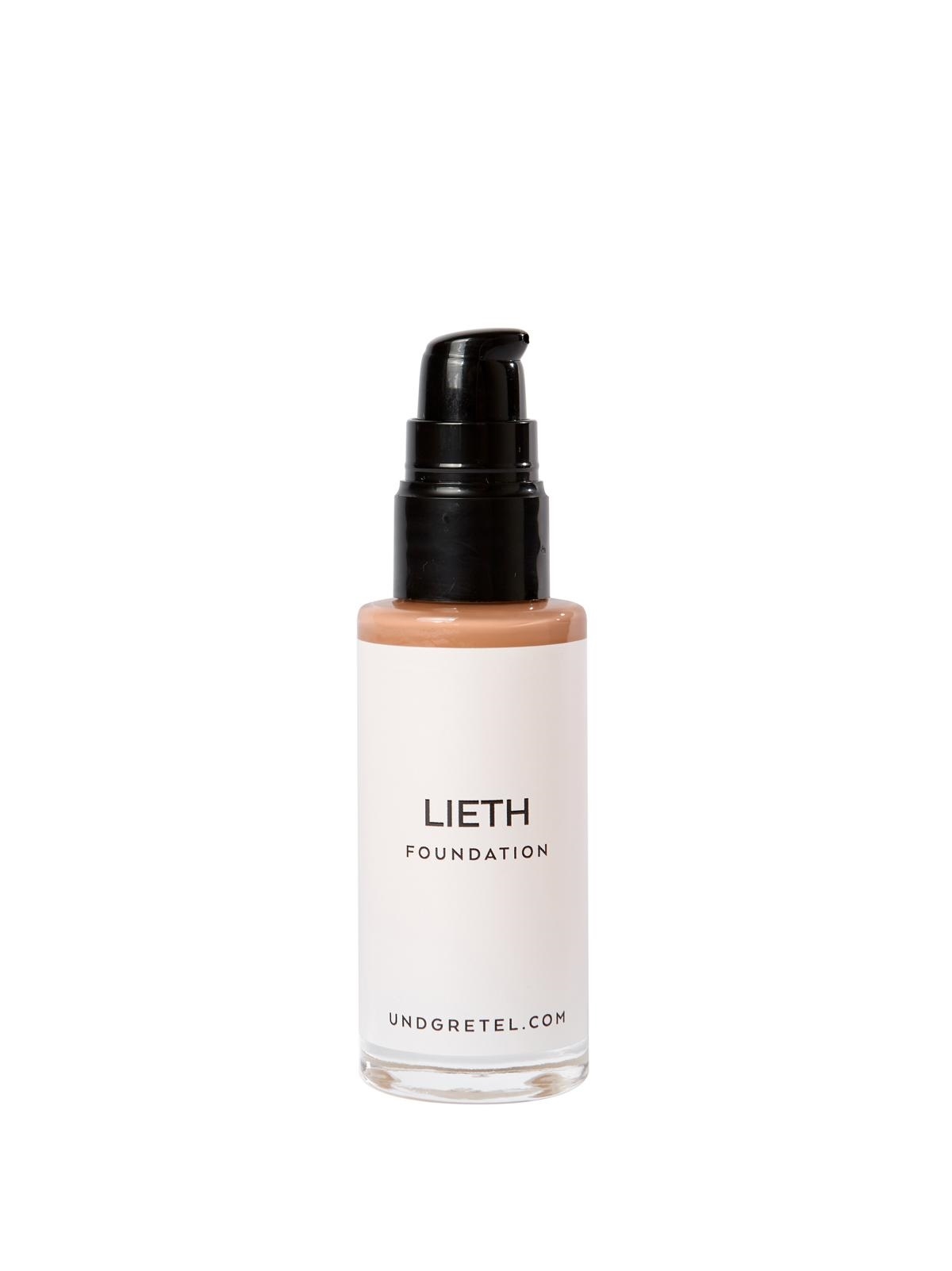 Flasche der LIETH Foundation von UND GRETEL mit Pumpspender, auf weißem Hintergrund.