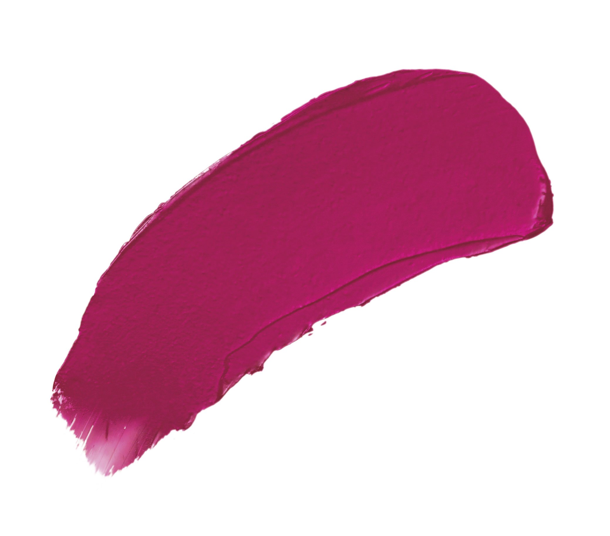 Ein Pinselstrich in kräftigem Fuchsia auf weißem Hintergrund.