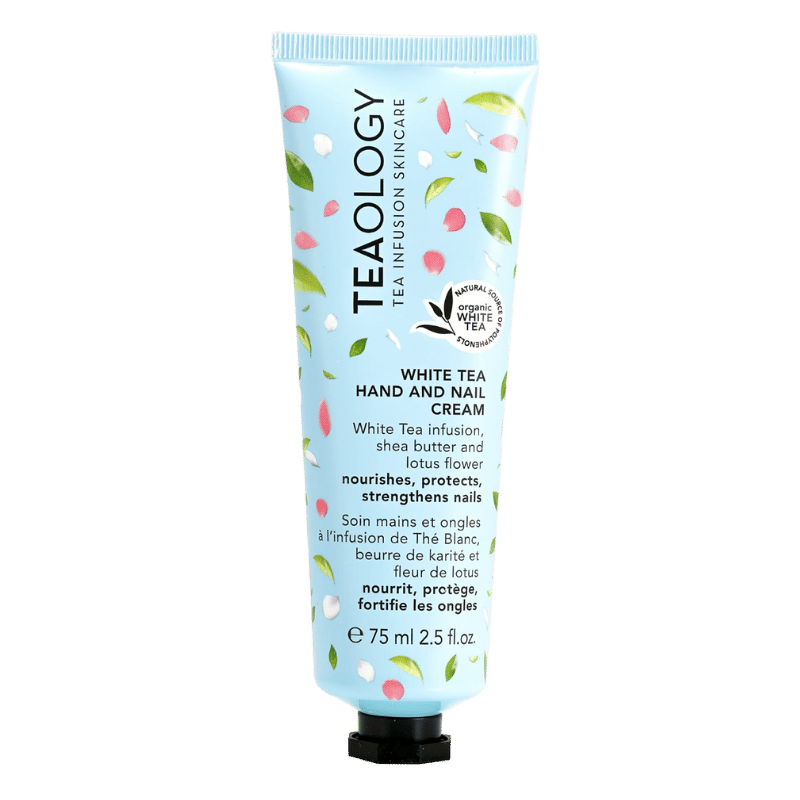 TEAOLOGY White Tea Hand and Nail Cream, 75 ml Tube, weiße Teeinfüsion, Sheabutter, Lotusblume, pflegt und stärkt Hände und Nägel.