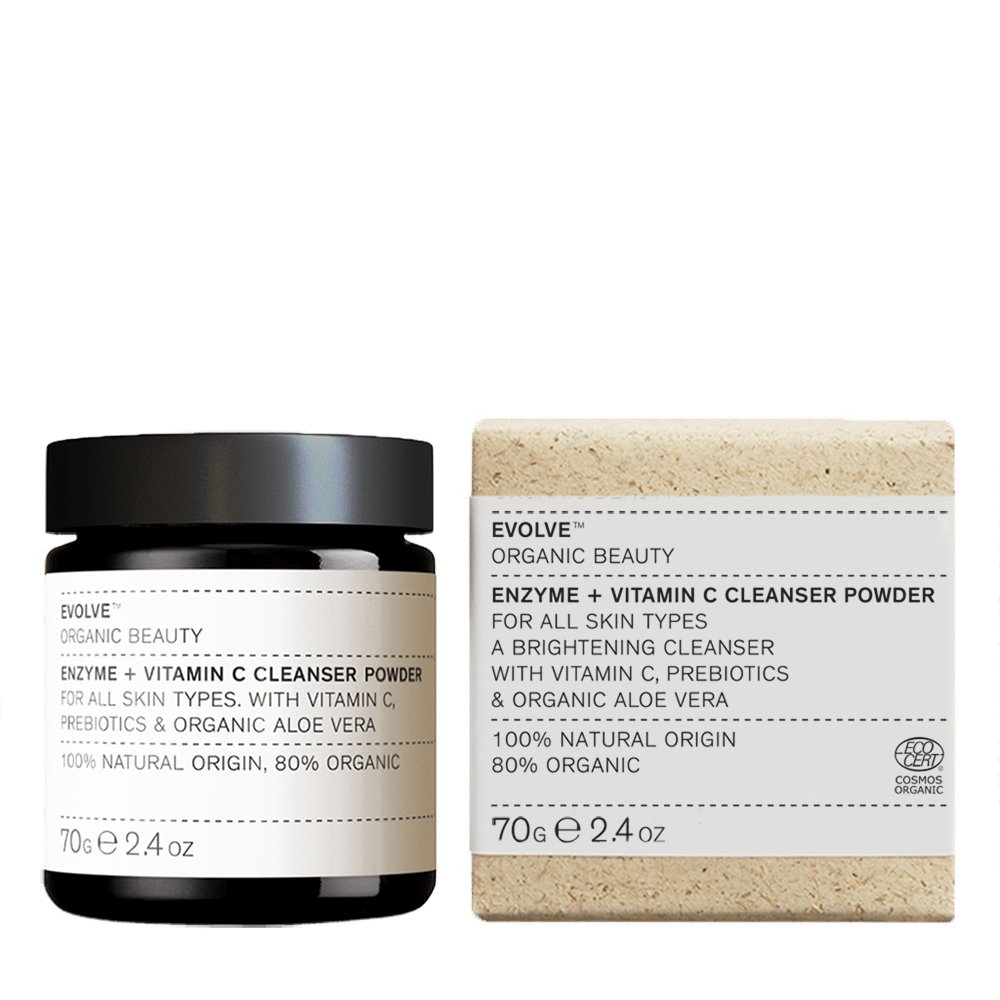 Evolve Enzyme + Vitamin C Cleanser Powder, 70g, 80% Bio, für alle Hauttypen, mit Vitamin C, Präbiotika und Aloe Vera.