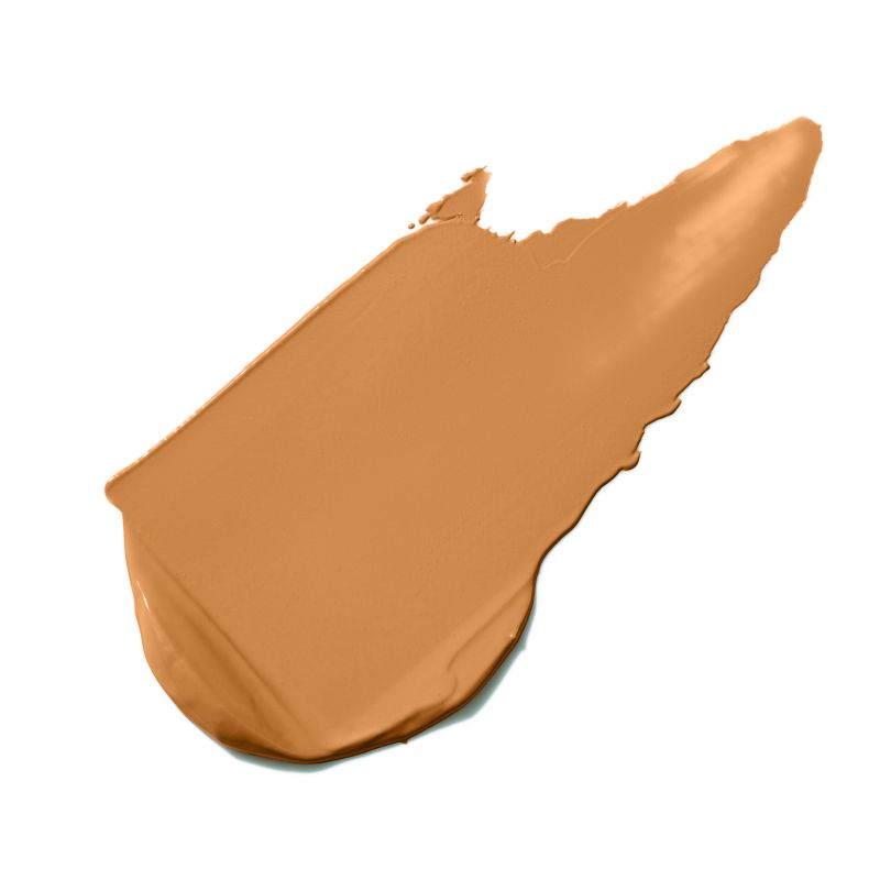 Nahaufnahme eines braunen Make-up-Farbtons auf weißem Hintergrund.