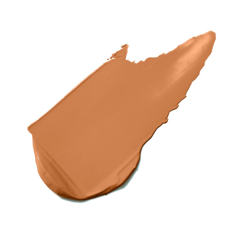 Nahaufnahme eines braunen Make-up-Farbtons auf weißem Hintergrund.
