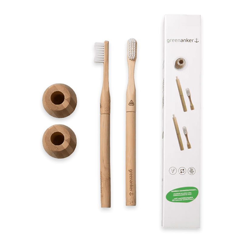 greenanker Bambuszahnbürsten Set 2 Wechselköpfe