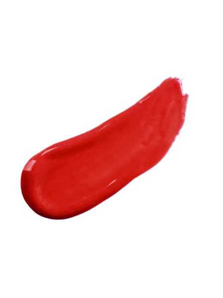 Roter Lippenstiftstrich auf weißem Hintergrund.
