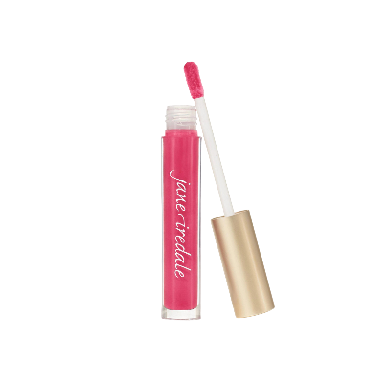 HydroPure Hyaluronic Lip Gloss in der Farbe Blossom von Jane Iredale mit geöffnetem Deckel und Applikator.