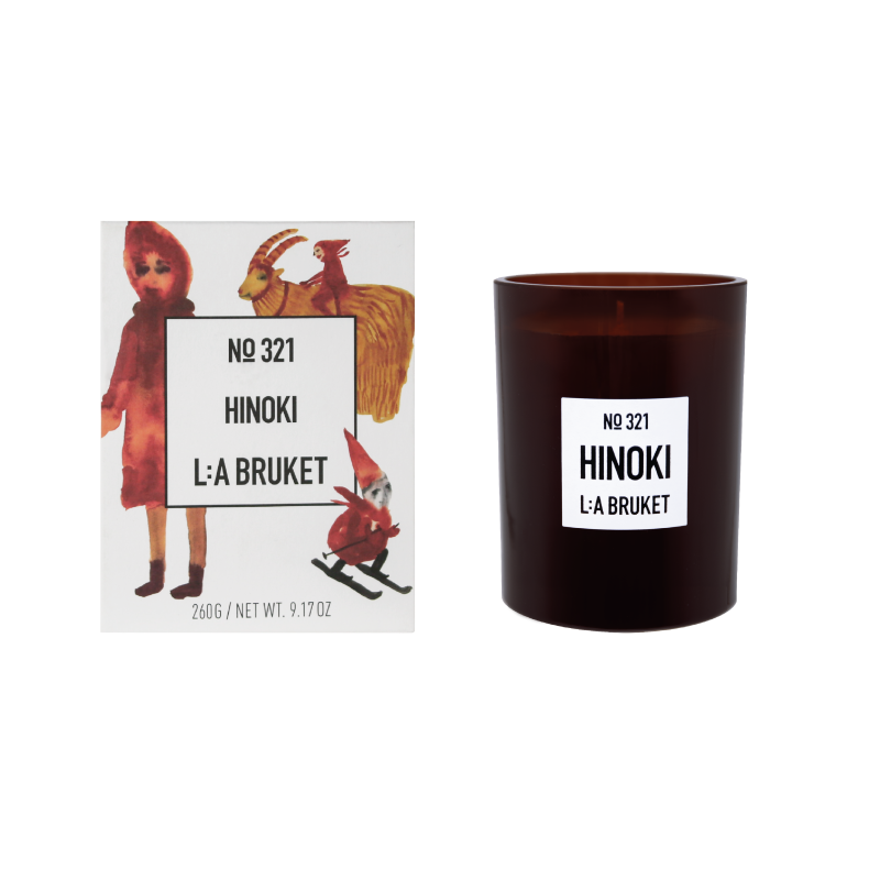L:A BRUKET No. 321 Scented Candle Hinoki 260g Duftkerze mit Weihnachtshülle - ltd. Editionl