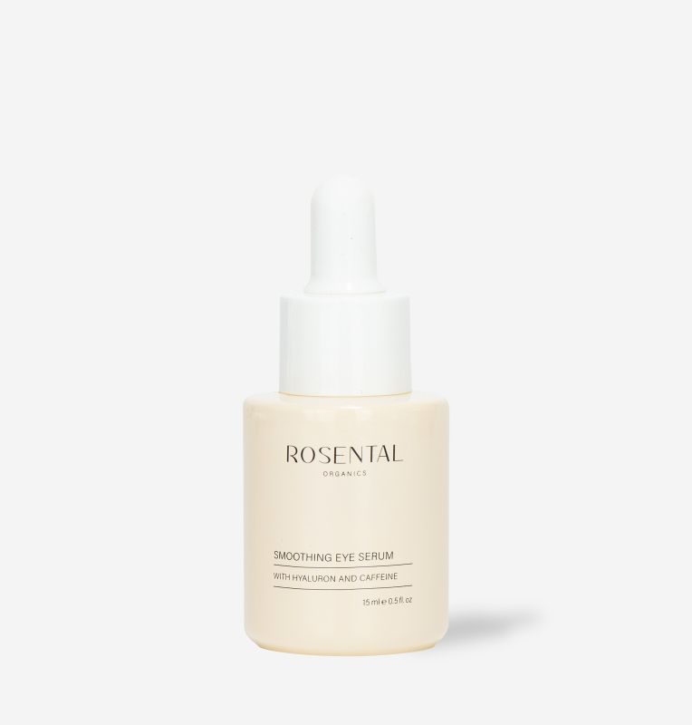 Flasche Rosental Organics Smoothing Eye Serum mit Hyaluron und Koffein, 15 ml.