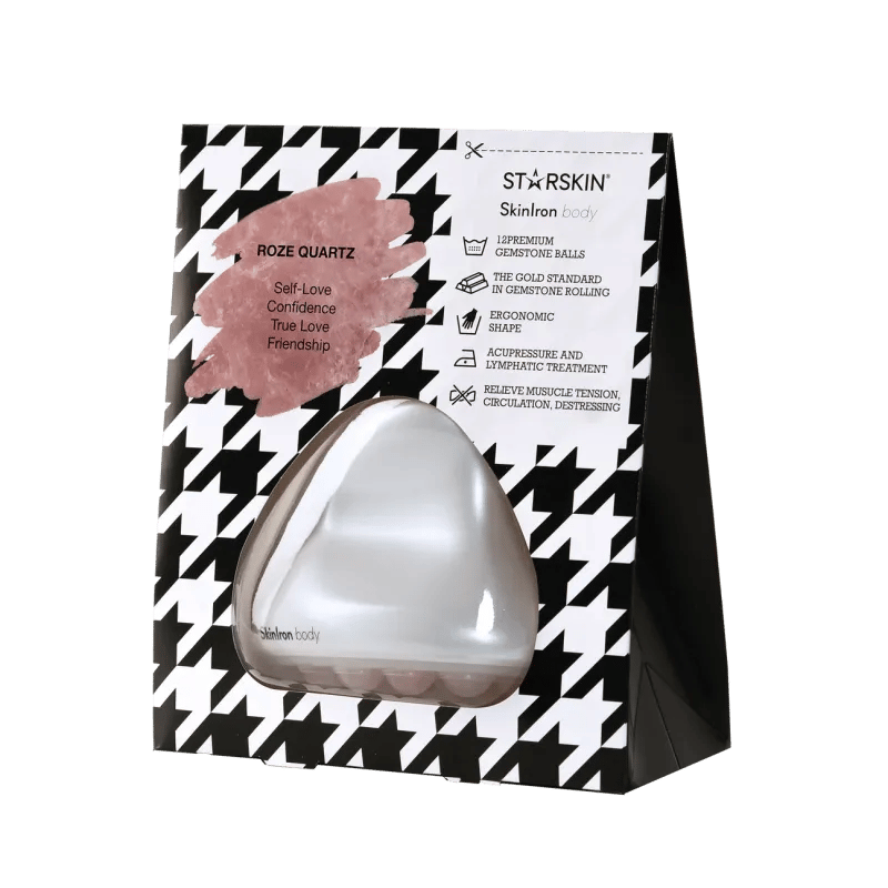 Produktbild des Starskin SkinIron Body mit Verpackung, die Eigenschaften wie Selbstliebe, Vertrauen und Freundschaft hervorhebt.